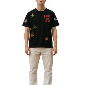 Nordstrom Coney Island Picnic Born To Win Graphic Black Knit Sweater Men'sXL NWT